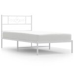 vidaXL Cadre de lit métal sans matelas et tête de lit blanc 100x190 cm