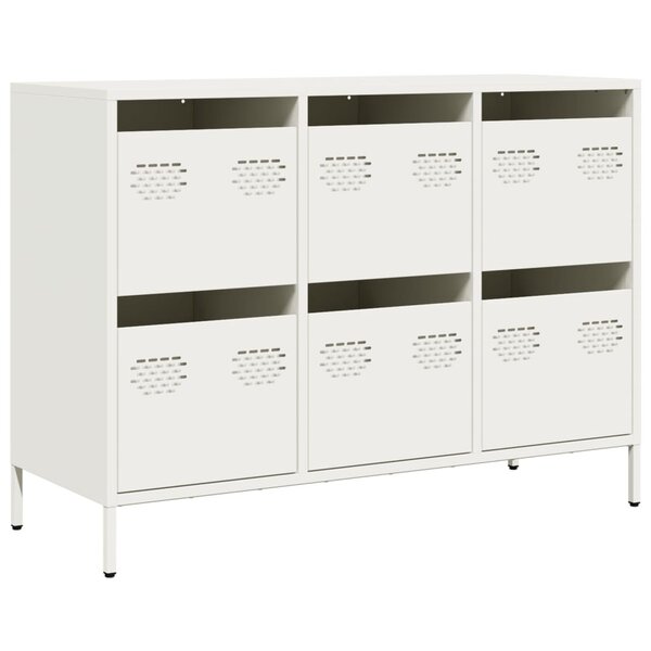 vidaXL Buffet blanc 101 5x39x73 5 cm acier laminé à froid