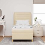 vidaXL Lit à ressorts avec matelas gris foncé 90x190 cm Crème tissu