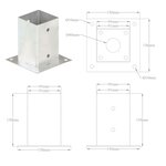 vidaXL Ancres de poteau 4 Pièces Métal galvanisé 91 mm