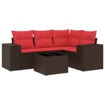 vidaXL Salon de jardin avec coussins 5 Pièces marron résine tressée