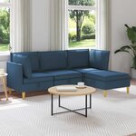 vidaXL Canapé modulaire avec rangement 4 Pièces Bleu Tissu