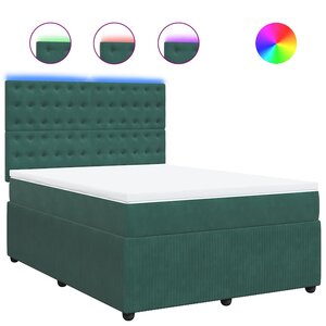 vidaXL Sommier à lattes de lit et matelas Vert foncé 140x190cm Velours