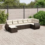 vidaXL Salon de jardin avec coussins 7 Pièces marron résine tressée