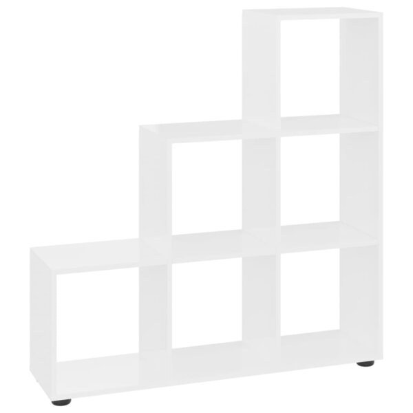 vidaXL Bibliothèque escalier Blanc brillant 107 cm Bois d'ingénierie