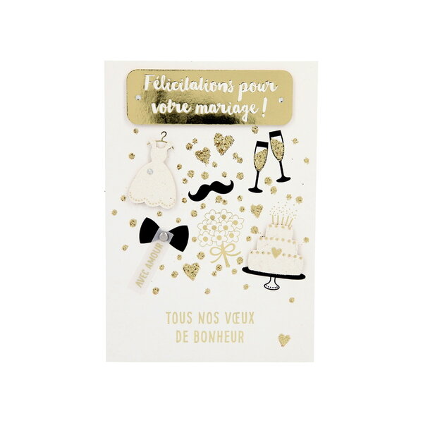 Carte de voeux paillettes - mariage - tous nos voeux de bonheur