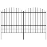 vidaXL Clôture de jardin à dessus en lance Acier (1 75-2)x3 4 m Noir