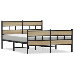 vidaXL Cadre de lit en métal sans matelas chêne sonoma 140x190 cm
