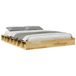 vidaXL Cadre de lit sans matelas 135x190 cm bois massif de chêne