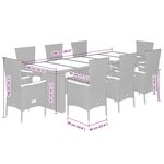 vidaXL Ensemble à manger de jardin 9Pièces coussins noir résine tressée