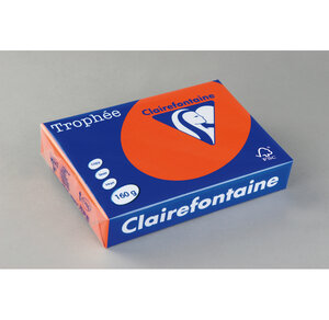 Ramette 250 Feuilles Papier 160g A4 210x297 mm Certifié FSC orange vif TROPHÉE