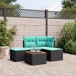 vidaXL Salon de jardin 5 Pièces avec coussins noir résine tressée
