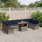 vidaXL Ensemble de canapé de jardin 11 Pièces gris et bleu marine