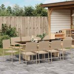vidaXL Ensemble de salle à manger pour jardin 11 Pièces Beige Poly rotin