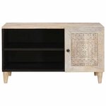 vidaXL Meuble TV Blanc 80 x 33 x 46 cm bois de manguier massif