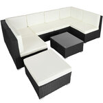 Tectake Canapé de Jardin VENISE 7 places - noir