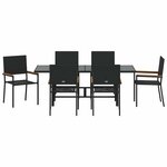 vidaXL Set de repas de jardin 7 pièces Noir Rattan Poly