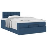 vidaXL Cadre de lit ottoman avec matelas bleu 120x190 cm tissu