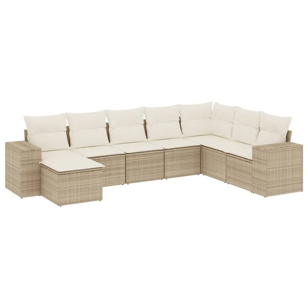 vidaXL Salon de jardin avec coussins 8 Pièces beige résine tressée