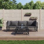 vidaXL Salon de jardin avec coussins 4 Pièces anthracite acier