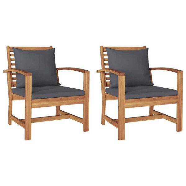 vidaXL Chaises de jardin 2 Pièces Naturel 60 x 65 x 76.5 cm