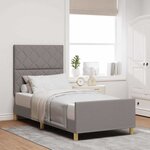 vidaXL Cadre de lit avec tête de lit Taupe 90 x 190 cm tissu