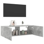 vidaXL Meuble TV mural avec lumières LED gris béton 100x35x31 cm