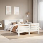 vidaXL Cadre de lit sans matelas blanc 135x190 cm bois de pin massif