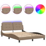 vidaXL Cadre de lit avec LED sans matelas cappuccino 140x190 cm