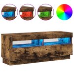 vidaXL Meuble TV avec lumières LED chêne fumé 100x35x40 cm