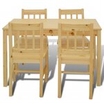 vidaXL Table de salle à manger en bois avec 4 chaises Naturel