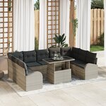 vidaXL Ensemble de 10 pièces de canapés de jardin avec coussins gris clair en poly rotin