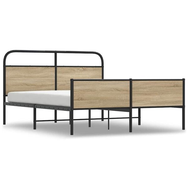 vidaXL Cadre de lit en métal sans matelas chêne fumé 160x200 cm