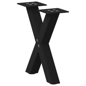 vidaXL Pieds de table basse en forme de X 2 pièces noir 37 x (30-31) cm acier