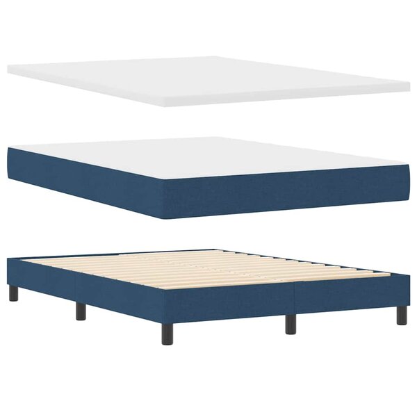 vidaXL Lit boxspring avec matelas avec matelas Bleu 140 x 200 cm