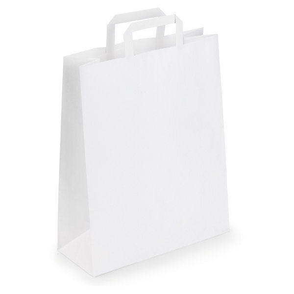 Sac kraft blanc à poignées plates raja 45 x 48 x 17 cm (lot de 200)