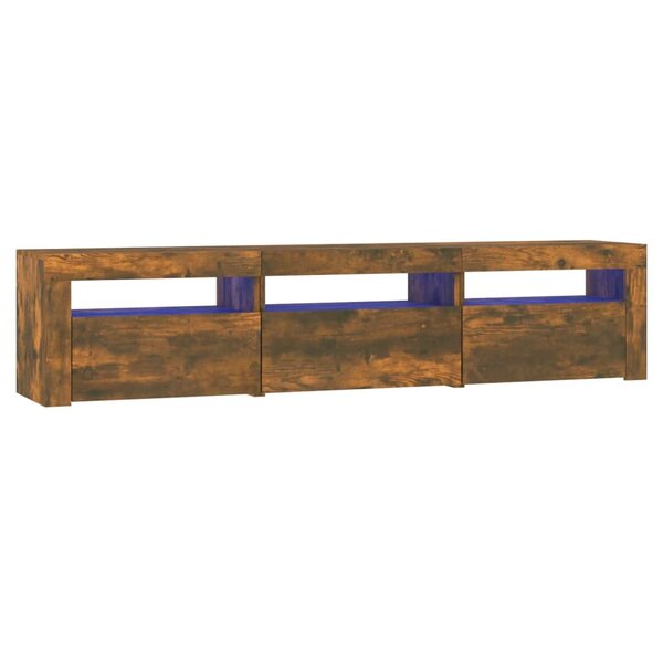 vidaXL Meuble TV avec lumières LED Chêne fumé 180x35x40 cm