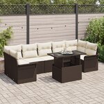 vidaXL Ensemble de canapés de jardin 8 pièces avec coussins marron poly rattan