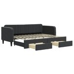 vidaXL Lit de jour avec gigogne et tiroirs sans matelas noir 80x200 cm