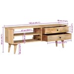 vidaXL Meuble TV 140x30x50 cm Bois de manguier massif
