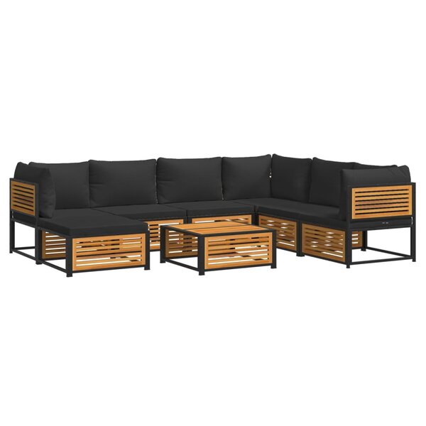 vidaXL Salon de jardin avec coussins 8 Pièces bois massif d'acacia