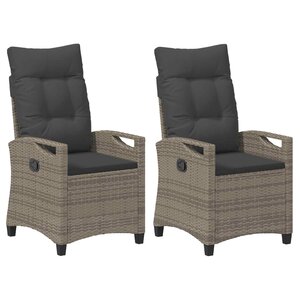 vidaXL Chaise de jardin 2 pc Gris et Gris foncé Acier et Polyester