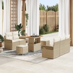 vidaXL Ensemble de Canapés de Jardin 8 pièces avec Coussins Beiges en Poly Rattan