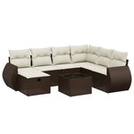 vidaXL Salon de jardin 8 Pièces avec coussins marron résine tressée