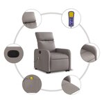 vidaXL Fauteuil inclinable de massage Taupe Tissu
