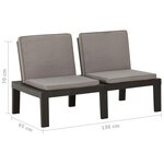 vidaXL Bancs de salon de jardin avec coussins 2 Pièces Plastique Gris