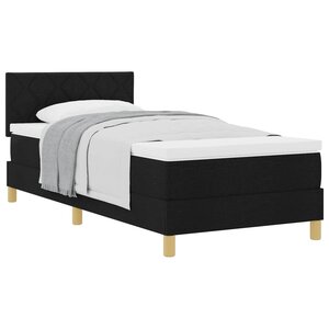 vidaXL Lit à ressorts avec coussin Noir 90 x 200 cm tissu