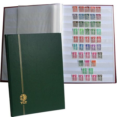 PERFECTA : Classeur fixe pour timbres (Grand modèle-Pages Blanches-64p. Vert)