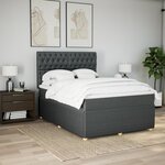 vidaXL Sommier à lattes de lit avec matelas Gris foncé 140x200cm Tissu