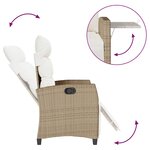 vidaXL Chaise de jardin inclinable et table d'appoint beige polyrotin